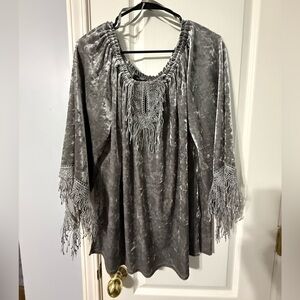 Melissa Paige Gray Velvet Blouse